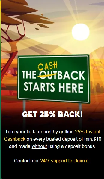 Fair Go Casino 25% Instant Cashback