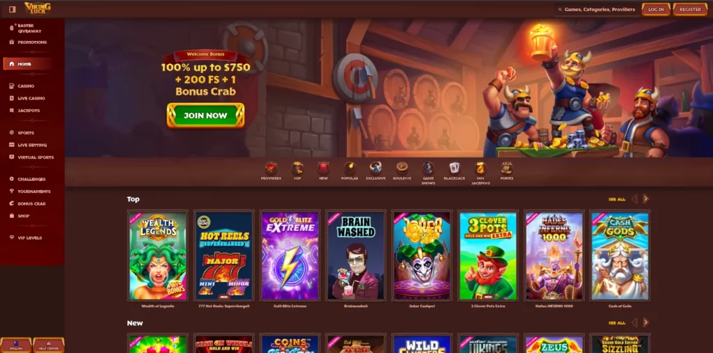 VikingLuck Casino Main Page