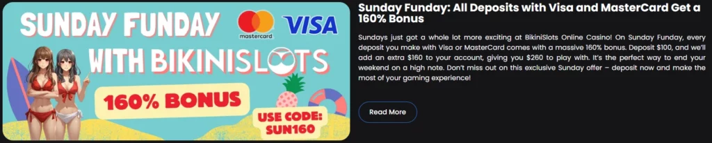 Bikini Slots Casino Sunday Funday Deposit Bonus