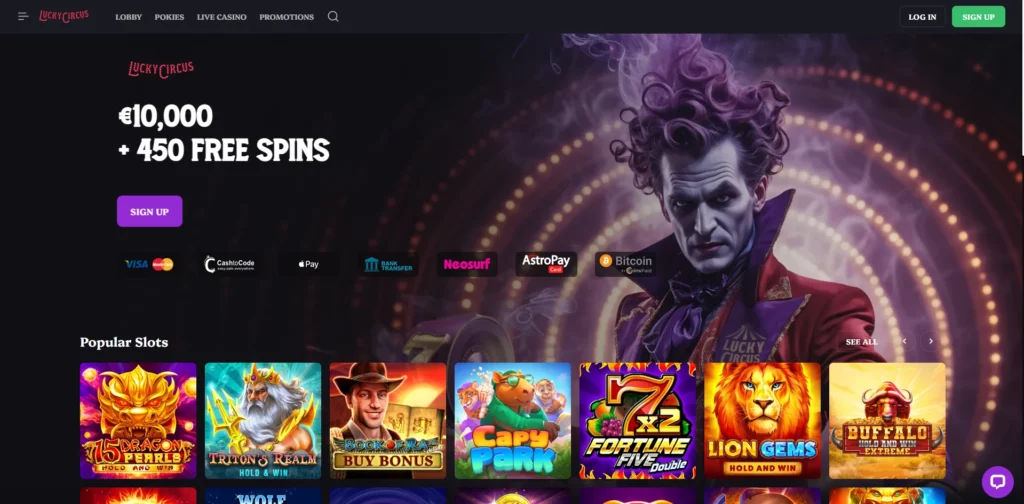 Lucky Circus Casino Main Page