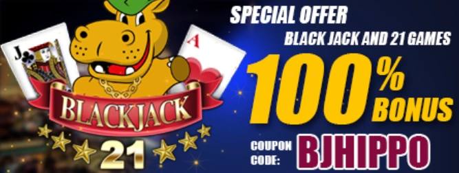 Lucky Hippo Casino Blackjack and 21 Games Reload Bonus