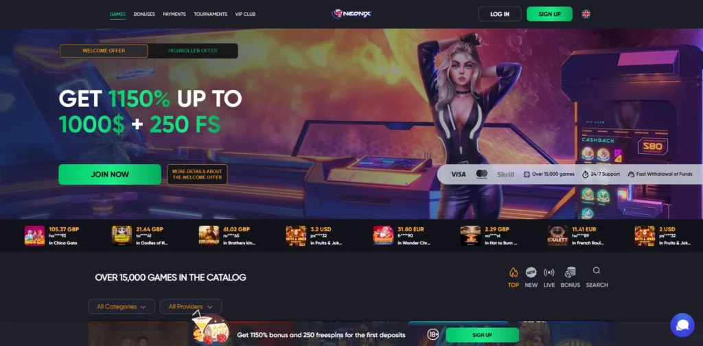 NeoNix Casino Main Page