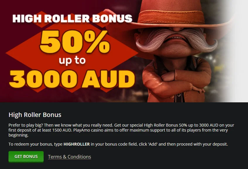 Playamo Casino High Roller Bonus
