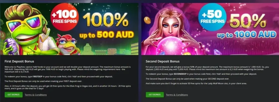 PlayAmo Casino Bonuses